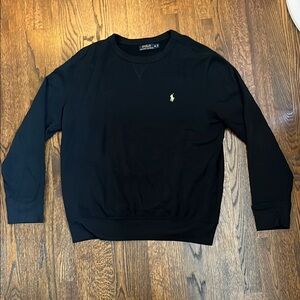 Polo by Ralph Lauren Men's Black Crewneck Sweater with Green Logo